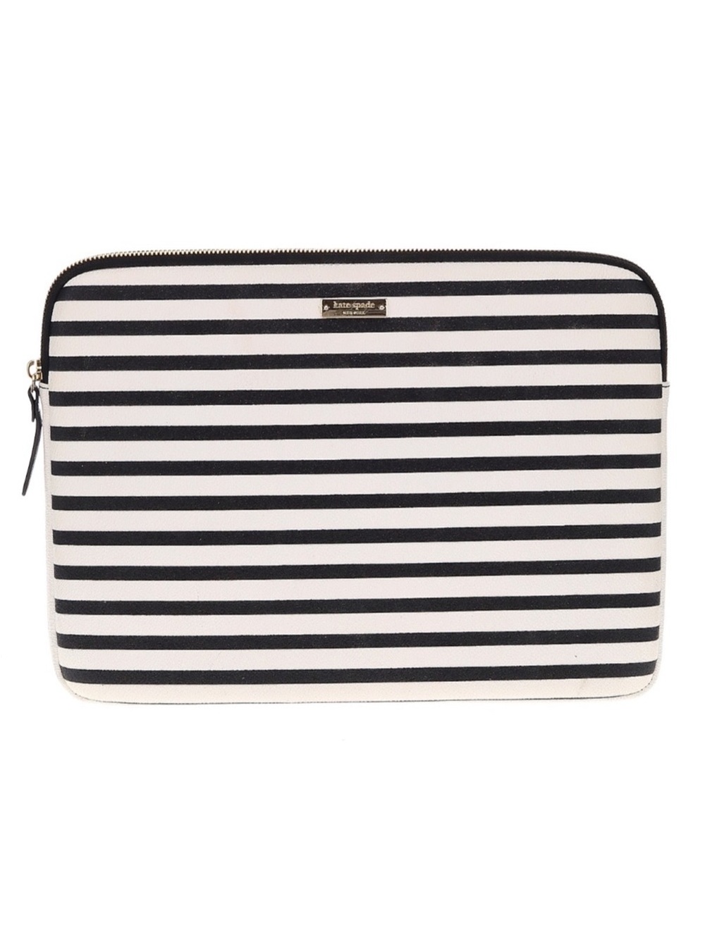 kate Spade Black and White Striped Laptop Sleeve